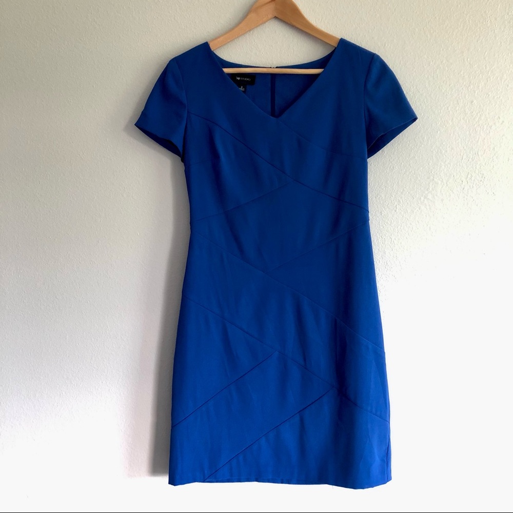 AB Studio Knee Length Navy Blue Sheath Dress Size 2